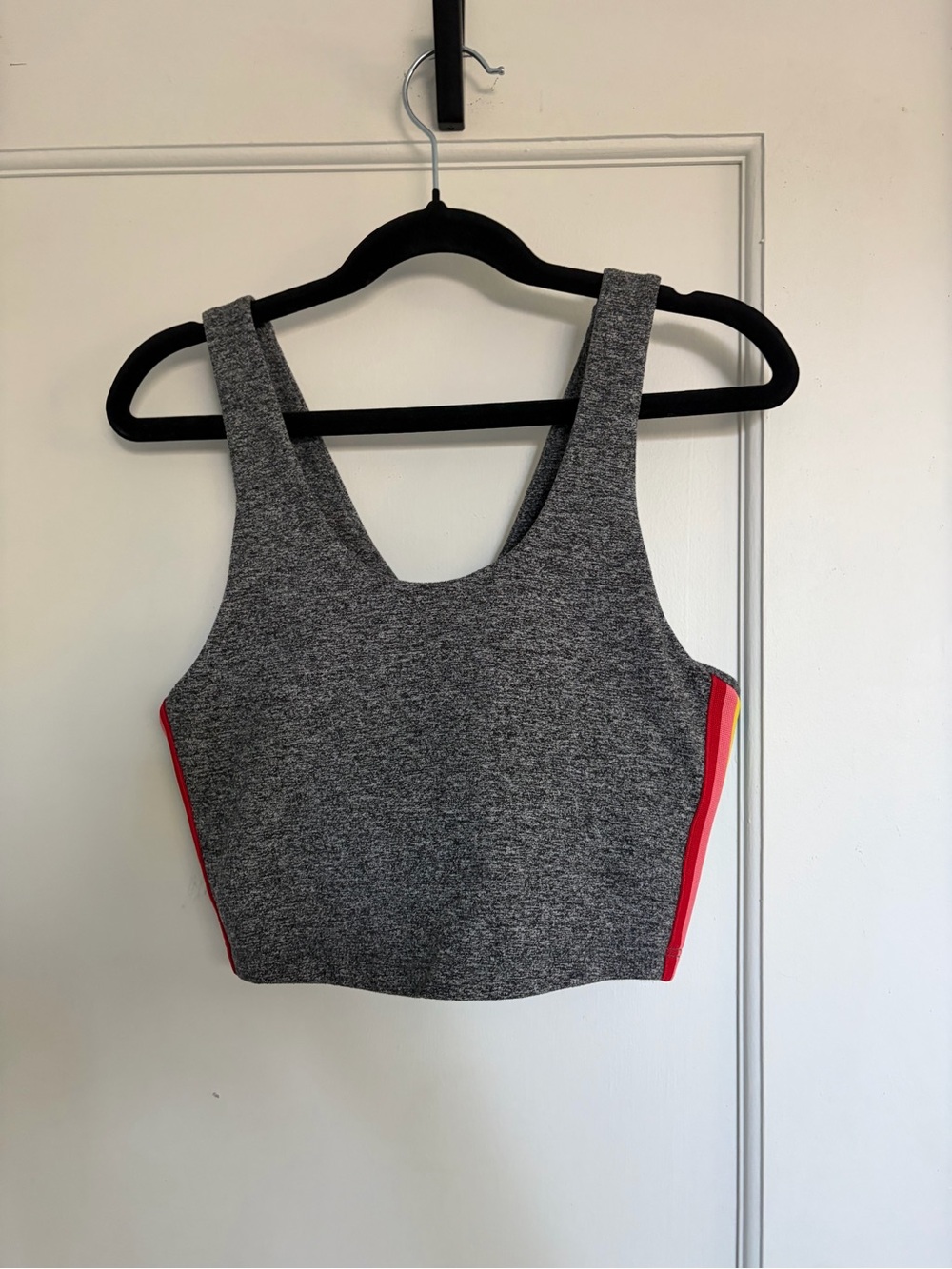 Gray Heathered spiritual gangster Crop Top with rainbow Side Stripes